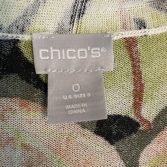 Chico’s Tropical Leaves Print 3/4 Sleeve Open Front Lightweight Cardigan Small - Picture 3 of 7